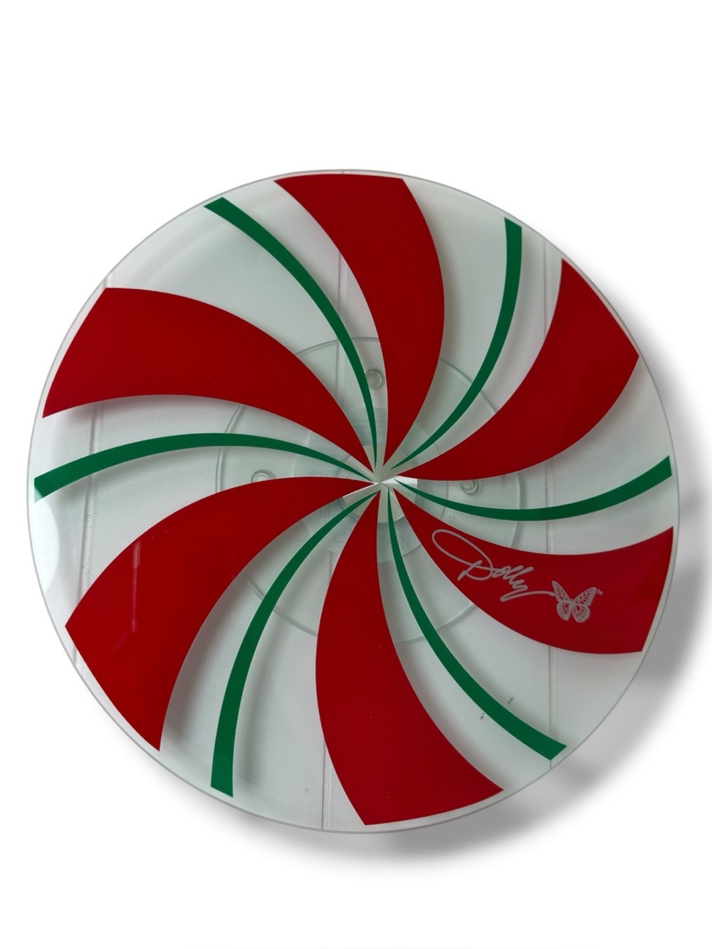 12” Lazy Susan - Signature Swirl Decorative Plate — Red & Green